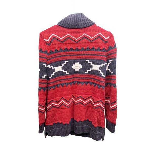 Chaps Sweater Size S Womens Zipper Cardigan Indian Aztec Tribal Red - Picture 5 of 7